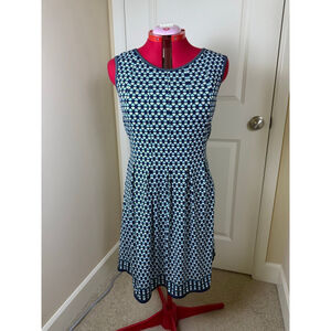 Women's Max Studio XL Navy Blue Geometric Sleeveless Pleated Dress